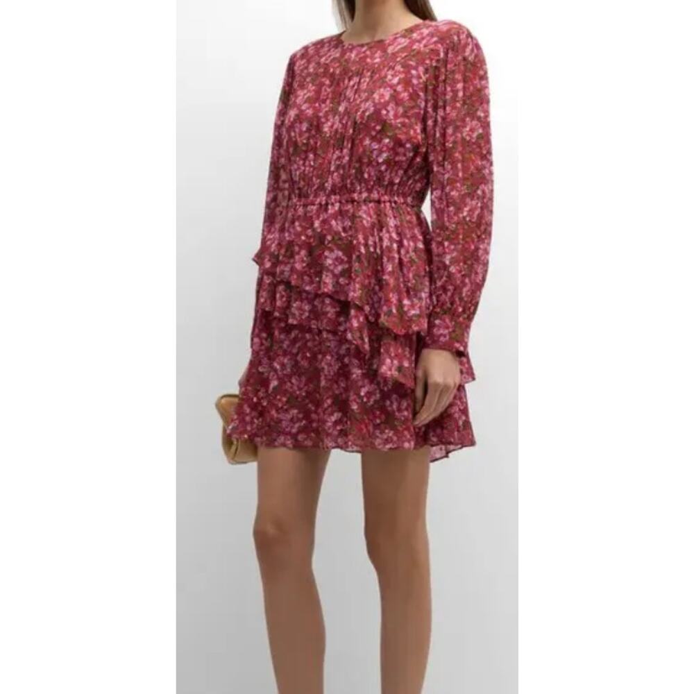 Sachin & Babi Meg Floral-Print Ruffle Chiffon Mini Dress size XL